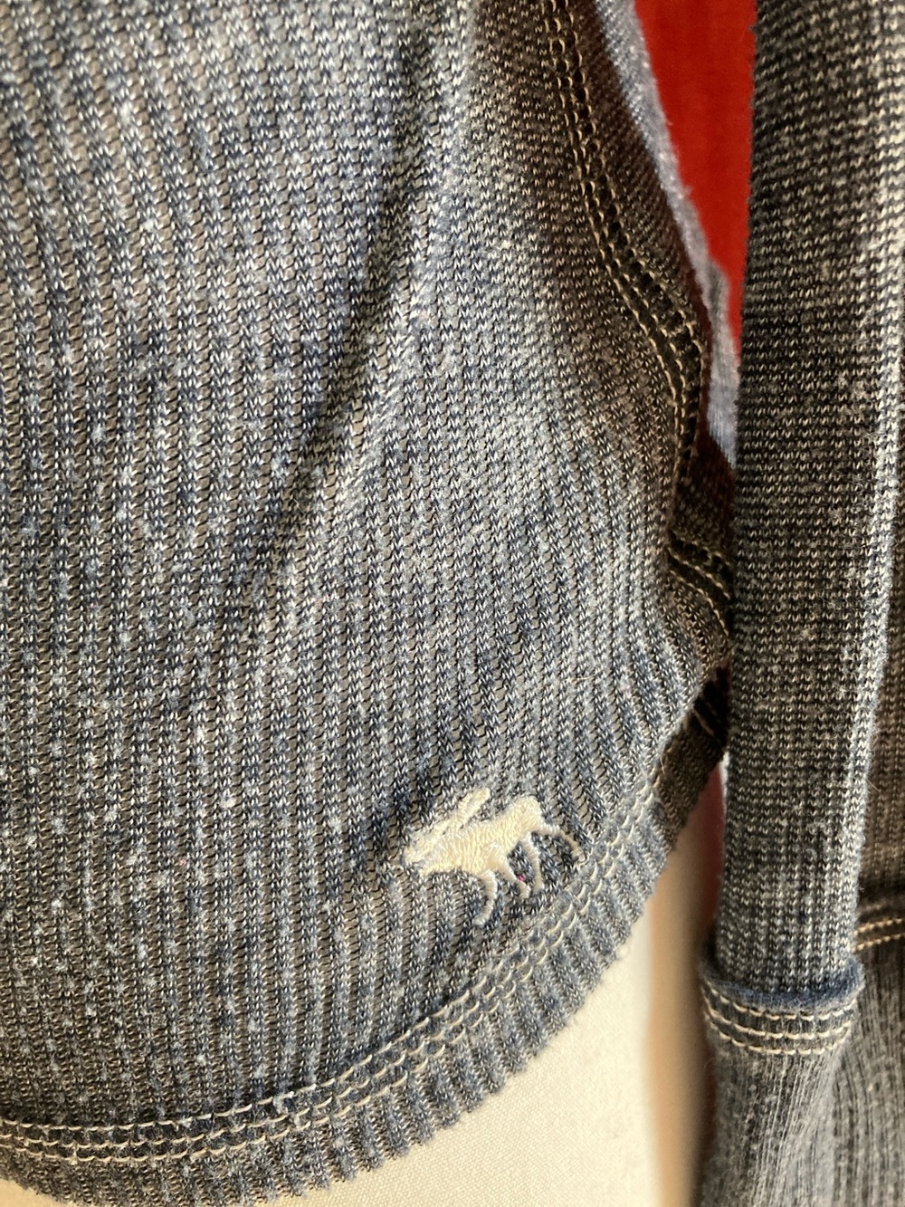 Abercrombie and Fitch Slim Ribbed Henley Long-Sleeve Top - charcoal - Picture 2 of 8